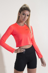 Crop Peach Fluo Manga Larga