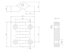 Bisagra Plástica Reforzada A48 48x48 Fij Tornillo Fresado Piaz - DNC CONVEYOR