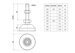 Pata Maquina Base Tazoleta Ø 60 Rosca Metal M12x100 Fezn en internet