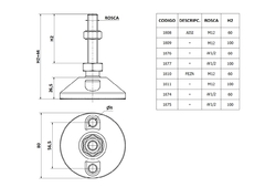 Pata de Maquina Base Ø 80 rosca M 12x100 Inoxidable Tazoleta en internet