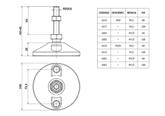 Pata de Maquina Base Ø 100 Rosca Metalica M12x100 Inox en internet