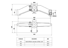 Base De Apoyo Bipode 180° Salida Lateral Ø48.3 X 42 Rosca M16 Hembra en internet