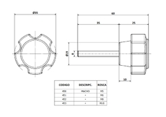 Perilla Ajuste Plástica Ø35 Rosca Macho M10x35 Inoxidable - comprar online