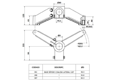 Base De Apoyo Bipode 120° Salida Lateral Ø48.3 X 42 Rosca M16 Hembra en internet