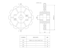 Piñon De Mando Z12 880 Para Cadena Curva Plastica Tab en internet