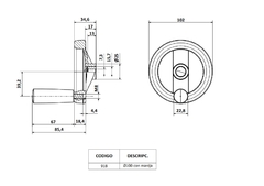 Volante Para Maquinas Ø 100 Con Manija Buje Ø 8 en internet