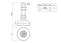 Pata De Maquina Base Ø60 Rosca Plastica M16x2 en internet