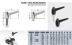 Perilla Ajuste Medio Giro Vuelta M6 X25 Largo Macho Piaz en internet