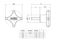 Perilla De Ajuste Plástica Ø40 Tornillo M8 X20 Inoxidable en internet