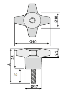 Perilla De Ajuste Plástica Ø40 Tornillo M6 X30 Inoxidable en internet