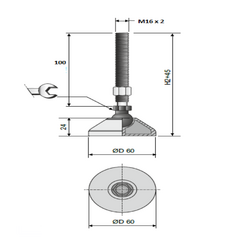 Pata De Maquina Base Ø 60 Rosca Metalica M16x100 Hierro Zincado en internet