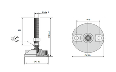 Pata De Maquina Base Ø 80 Rosca Metálica M16x100 Inoxidable Piaz en internet