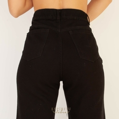 Jeans Wide Leg Negro con Rotura - comprar online