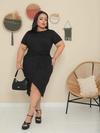 Vestido Canelado Plus Size - Preto