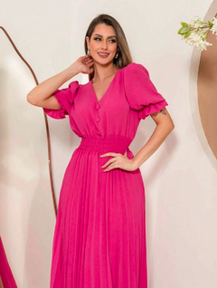 Vestido Longo Plisado - Pink na internet