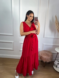 Vestido longo regata - Vermelho - comprar online