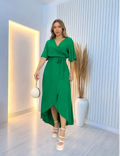 Vestido Longo Envelope - Verde Bandeira