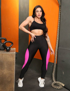 Legging Suplex - Preta c Rosa Neon