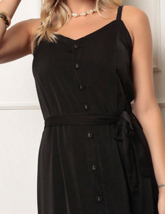 Vestido Longo det Botão - Preto - comprar online