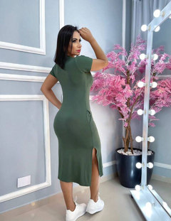 Vestido Midi Viscolycra - Verde Militar - comprar online