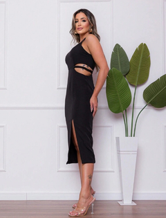 Vestido Midi Alfaiataria - Preto - comprar online