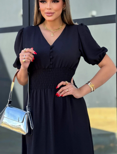 Vestido Longo Botão - Preto - comprar online