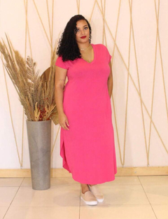 Vestido malha Plus Size - Pink