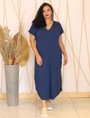 Vestido malha Plus Size - Azul Marinho