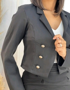 Blazer Croped Alfaiataria - Preto - comprar online