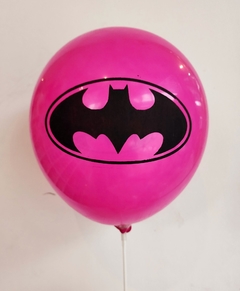 10 globos impresos logo Batman en rosa o fucsia