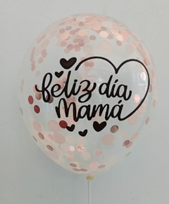 25 Globos impresos Feliz día Mamá con confetti - comprar online