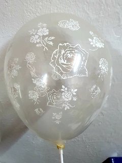 10 globos cristal con impresion de Rosas