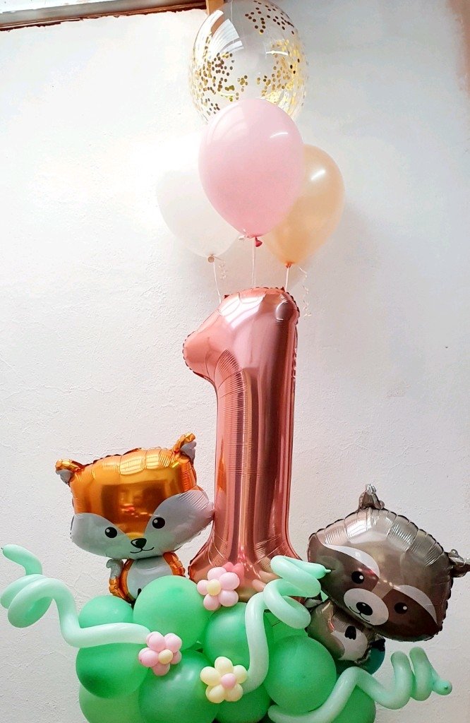 Bouquet de globos de animales de la selva 