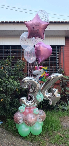 Balloon Bouquet numeros y unicornio