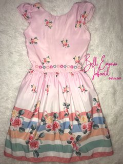 Vestido floral jardim rosa - comprar online