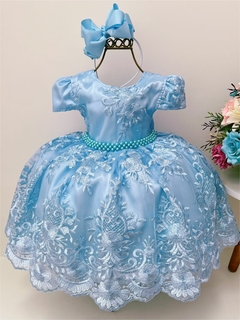 Vestido Thayse realeza azul bebê