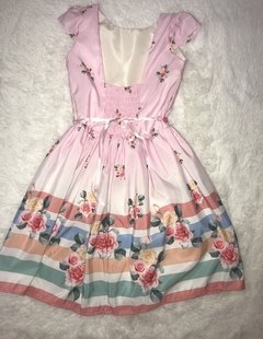 Vestido floral jardim rosa - Belli Empório Infantil