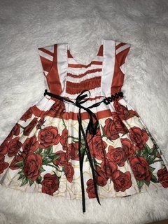 Vestido jardim floral rosas vermelhas - comprar online