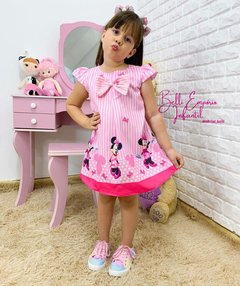 Vestido trapézio Minnie rosa