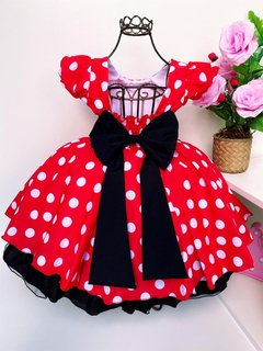 Vestido Minnie vermelha bolinhas na internet