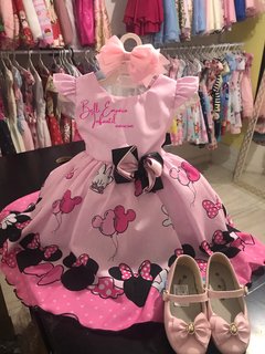 Vestido Minnie rosa luxos