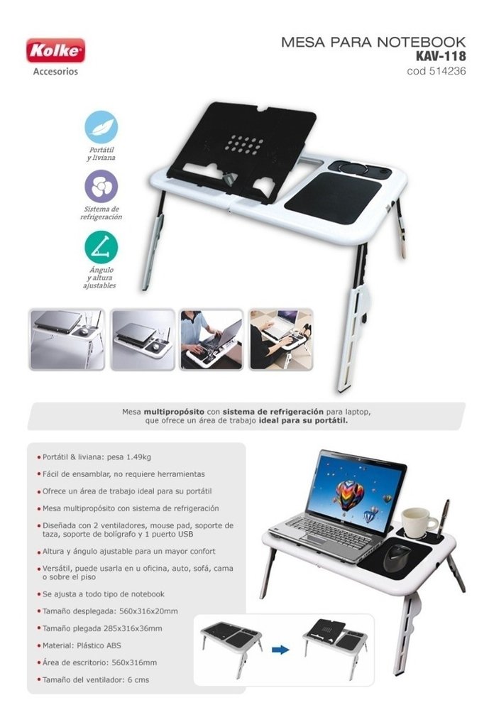 Mesa portátil para laptop E-Table