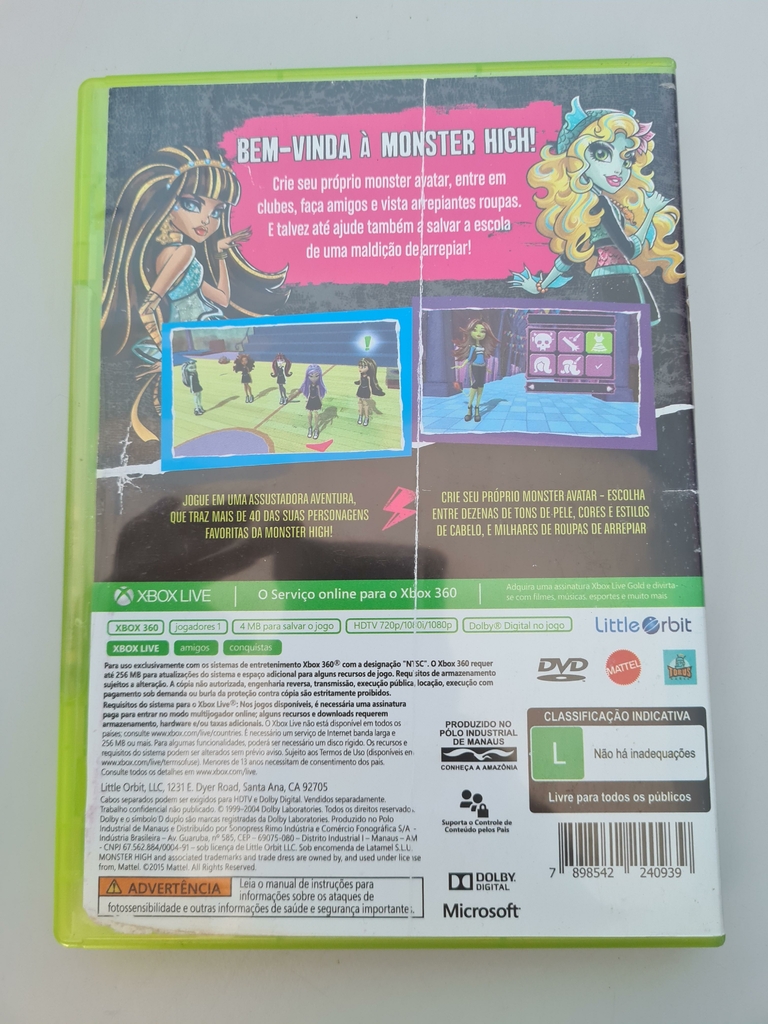 Monster High Xbox 360 Legendado, Jogo de Videogame Xbox 360 Usado 93633610