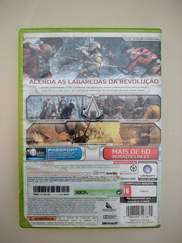 Jogo Assassin's Creed 3 Xbox 360 Original