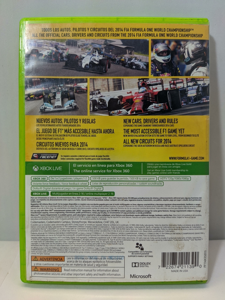 Formula 1 2014 Jogo Xbox 360 Mídia Física