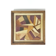 Quadro "cubista" em marchetaria - 19x19 - comprar online