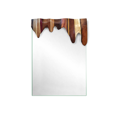 Espelho com escultura de madeira - 60x75 - comprar online