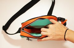 Shoulder bag - turquesa e laranja - comprar online