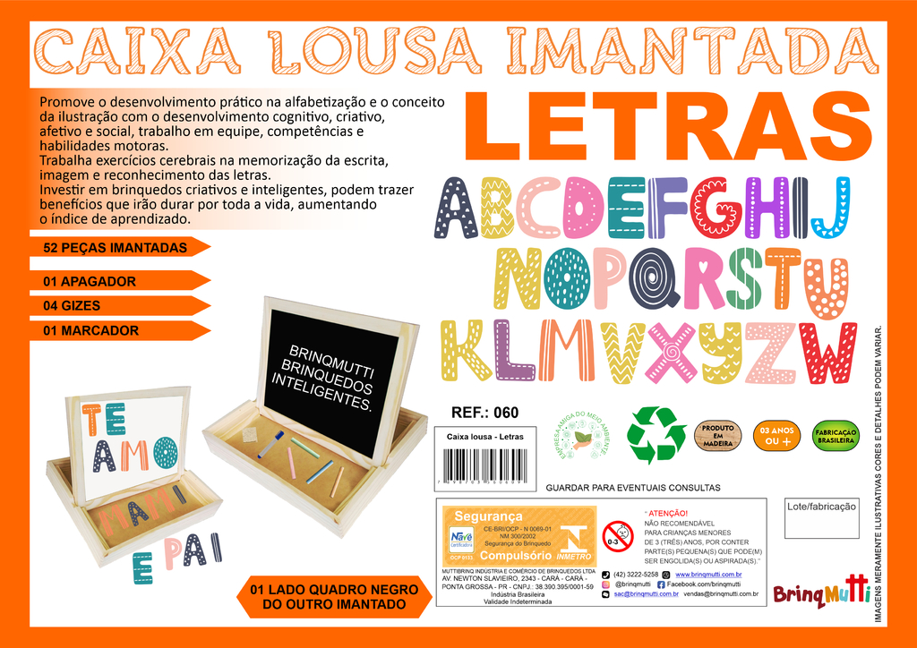 Caixa Lousa Imantada - Letras