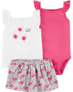 Conjunto Carters de 3 Peças - Flamingo